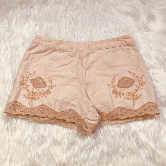 Free People Pants - Free People Peach Lace Linen Shorts!